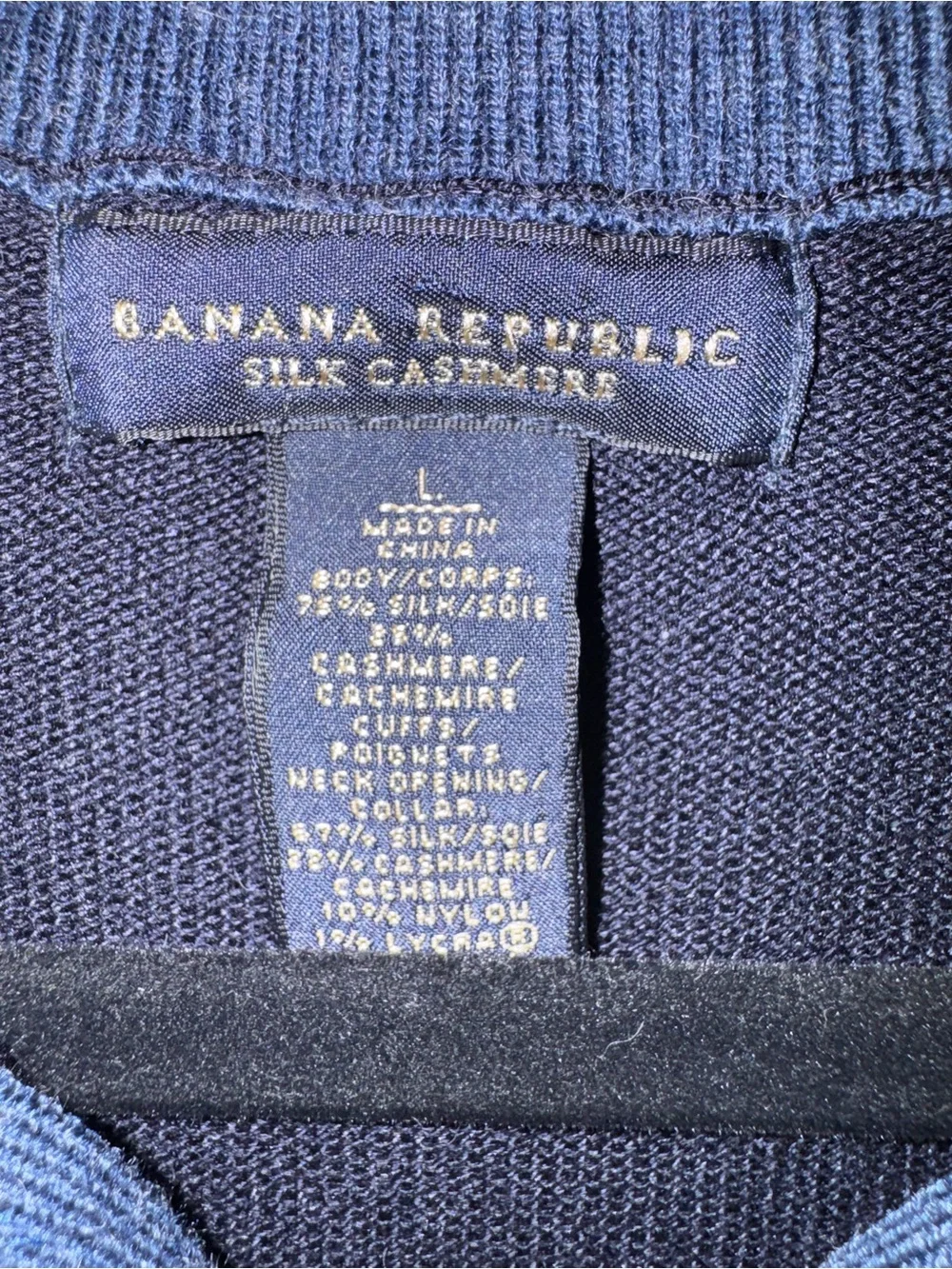Banana Republic Men's Black Half-Zip Sweater with Blue Trim